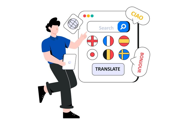 Vector translation website flat style design vector illustration. stock illustration