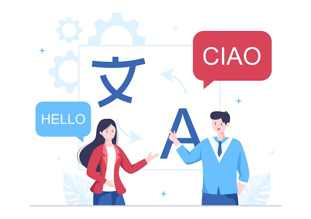 Translator or Translation Language Illustration Say hello in Different Countries and Multilingual