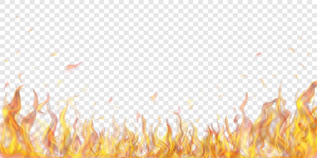 Полупрозрачное пламя огня и искры на прозрачном фоне. используется для светлых иллюстраций. прозрачность только в векторном формате