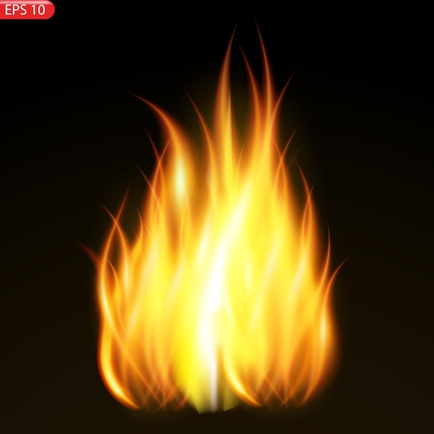 Translucent fire flames and sparks with horizontal repetition on transparent background For used on