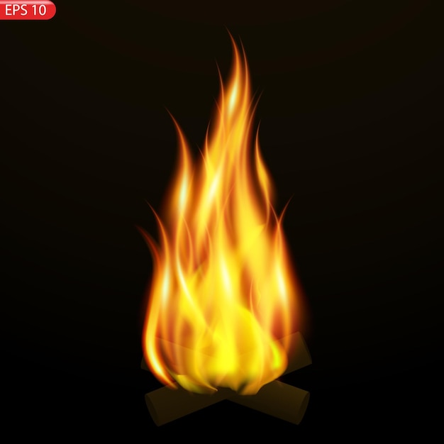 Translucent fire flames and sparks with horizontal repetition on transparent background For used on