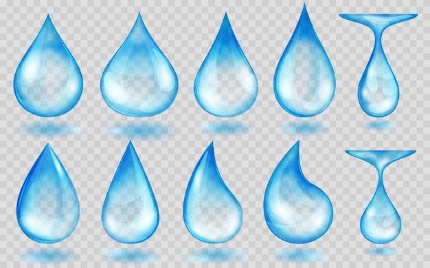 Прозрачные голубые капли воды
