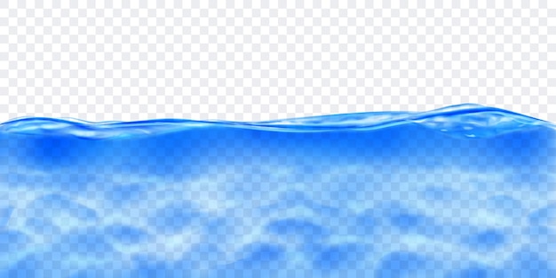 Vector translucent water in blue colors with caustics ripple, isolated on transparent