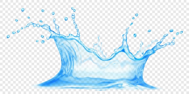 Прозрачная водяная корона в светло-голубых цветах с небольшими каплями Изоляция брызг на прозрачном фоне Прозрачность только в векторном файле