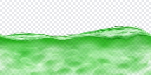 Vector translucent water in green colors with caustics ripple with seamless horizontal repetition, isolated on transparent background. transparency only in vector file