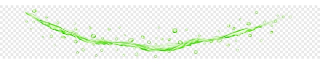 Translucent water jet with drops in green colors isolated on transparent background Transparency only in vector file