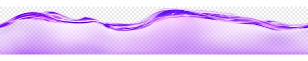 Vector translucent water wave in purple colors with seamless horizontal repetition isolated on transparent background transparency only in vector file