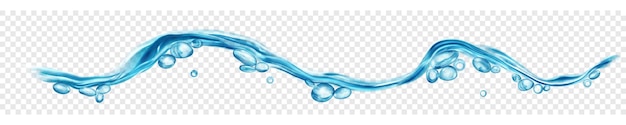 translucent water wave with drops and bubbles in light blue colors isolated on transparent background transparency only in vector file