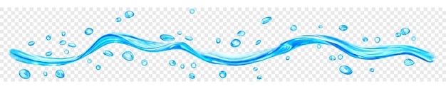 Translucent water wave with drops and bubbles in light blue colors isolated on transparent background Transparency only in vector file