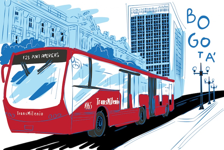 Вектор иллюстрация transmilenio в городе богота