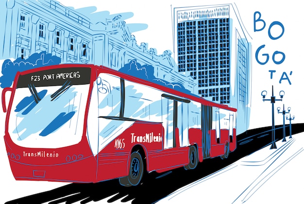 ボゴタ市のtransmilenioイラストレーション