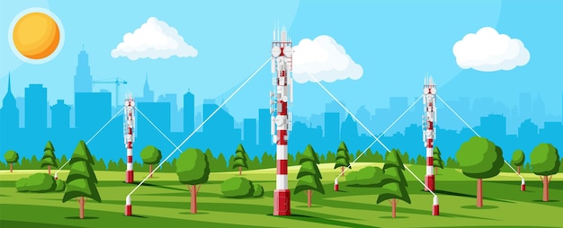 Vector transmission cellular tower antenna landscape