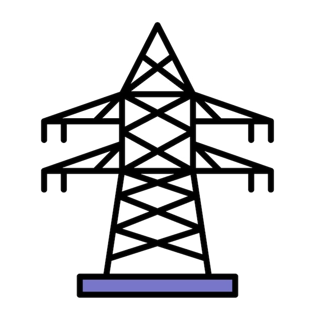Vector transmission tower flat illustration