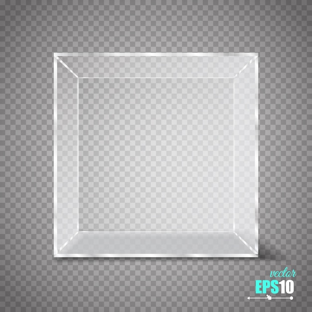 Transparant glazen kubus geïsoleerd op transparant.