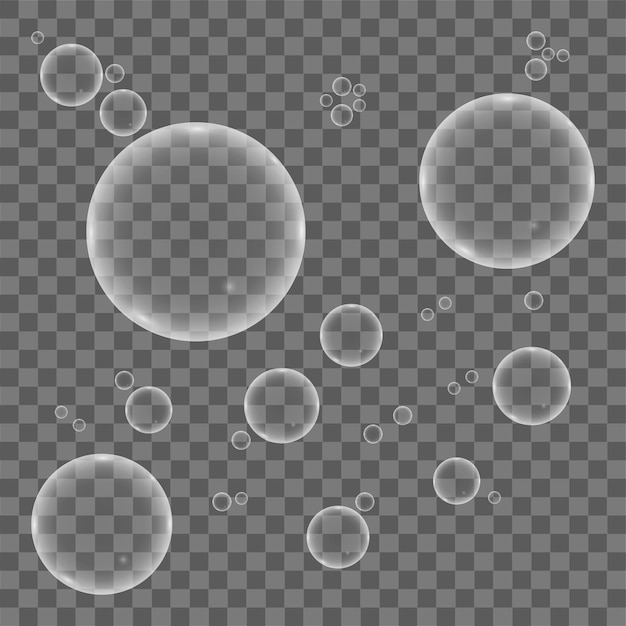 Transparante realistische bubbels met reflecties