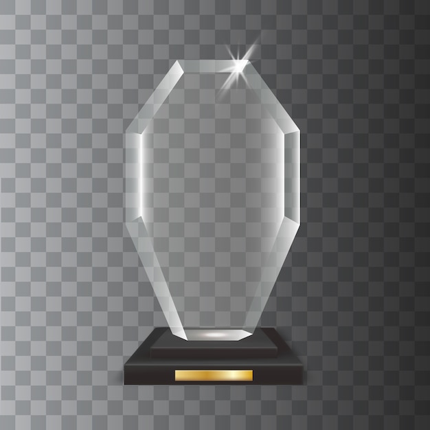 Transparante realistische lege acrylglas trofee-onderscheiding