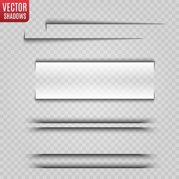 Vector transparante schaduw realistische afbeelding. paginascheiding met transparante schaduwen geïsoleerd.