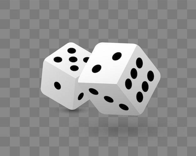 Transparante vectorillustratie van dobbelstenen gegooid casino kubussen met schaduw