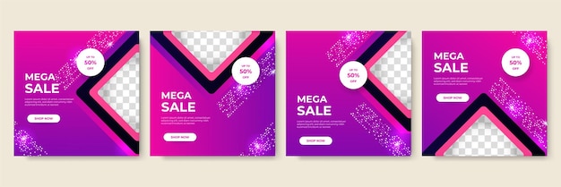 Transparante vierkante paarse kleurrijke verkoop post ontwerpsjabloon achtergrond