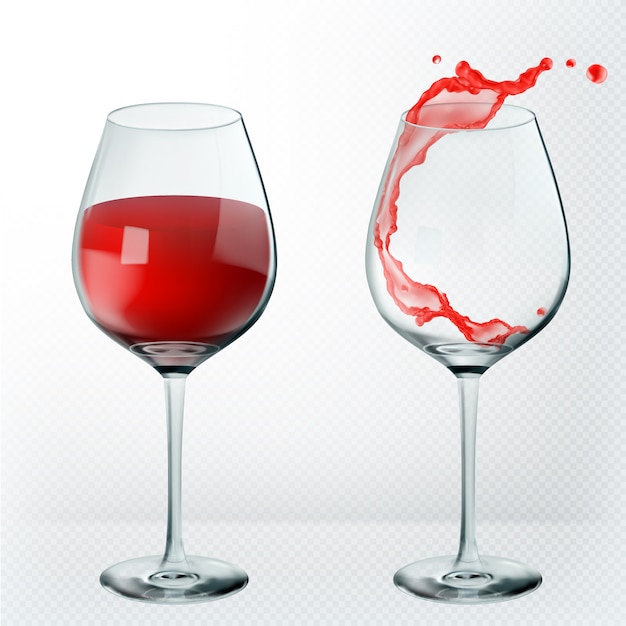 Vector transparency wine glass.