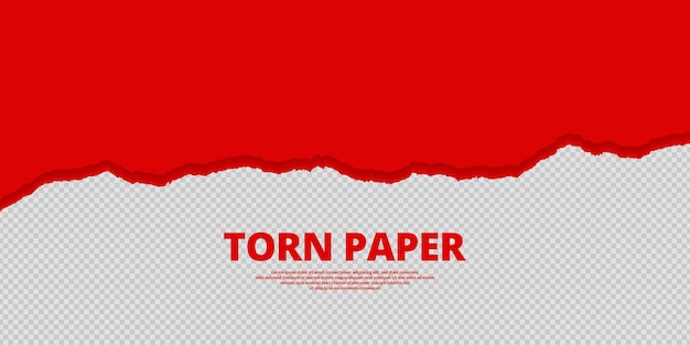 transparent background red color torn paper with ripped cut effect empty banner vector illustration