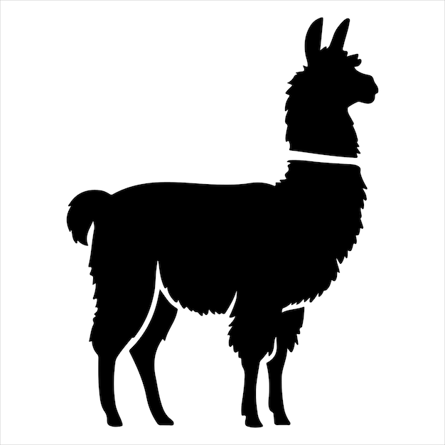 a transparent background with a dark silhouette of a llama