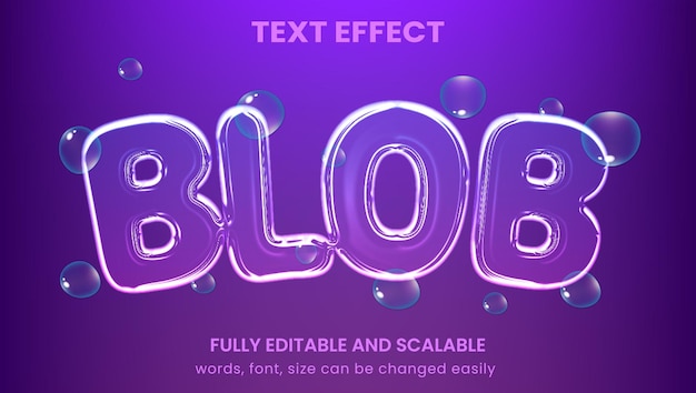 Вектор Прозрачный пузырь 3d графический стиль редактируемый текстовый эффект
