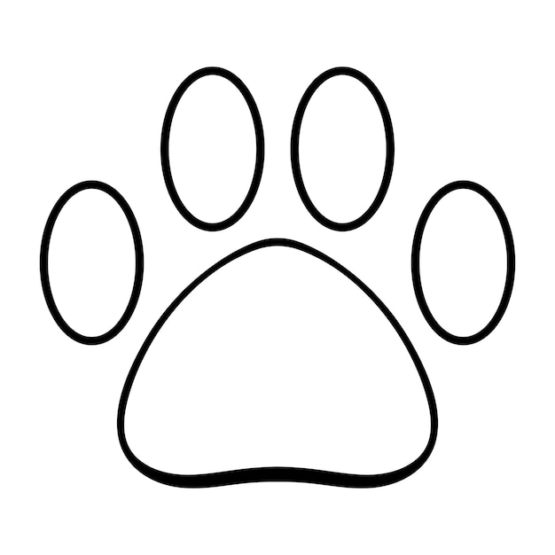 Icona di linea trasparente per gatto, zampa, cane, artigli, sentiero di bestia, zampa, coda, pelliccia, icona vettoriale per affari e pubblicità