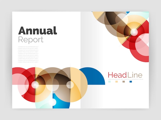 Composizione del cerchio trasparente sul volantino della relazione annuale aziendale