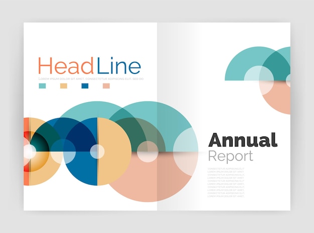 Vector transparent circle composition on business annual report flyer