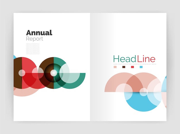 Vector transparent circle composition on business annual report flyer