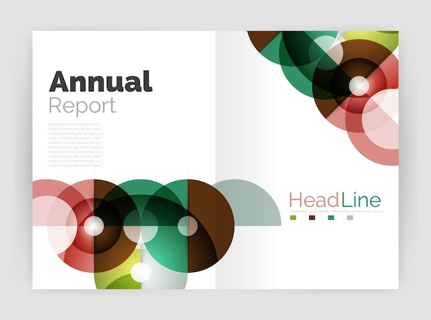 Vector transparent circle composition on business annual report flyer