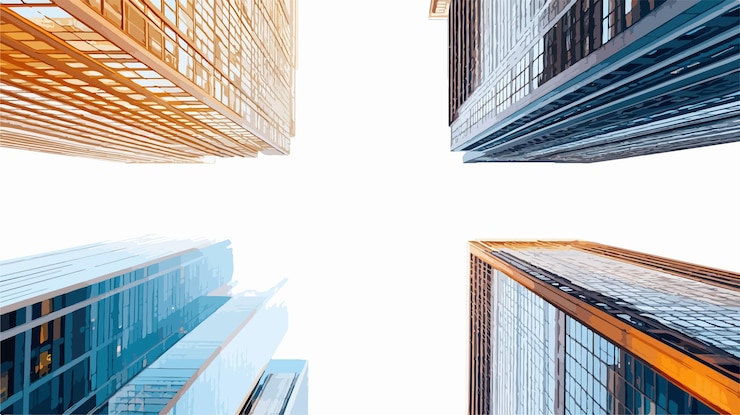 Vector transparent classic skyscraper cut out elements for architectural design projects