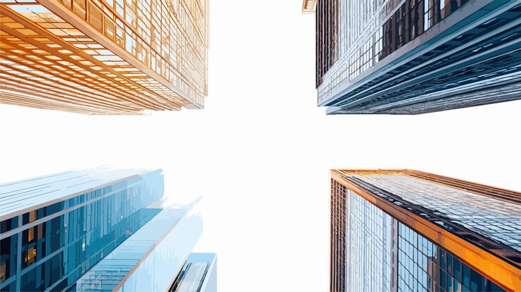 Vector transparent classic skyscraper cut out elements for architectural design projects