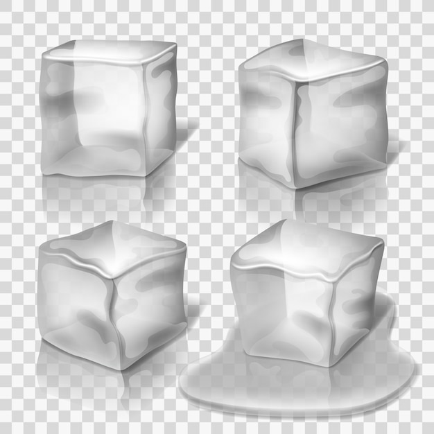 Transparent colorless ice cubes set