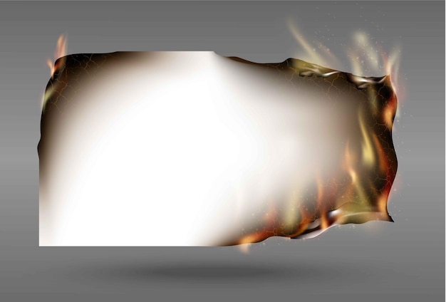 Vector transparent design burning templates torn paper with fire