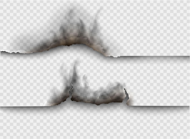 透明なデザインの燃えるテンプレート破れた穴で破れた紙