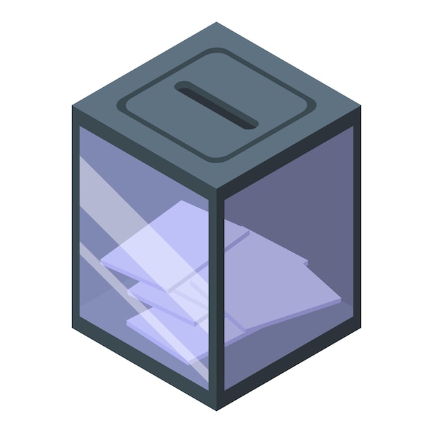 Vector transparent election box icon isometric vector man process card candidate