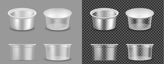 Transparent empty plastic container for yogurt packaging for sour cream and sauce