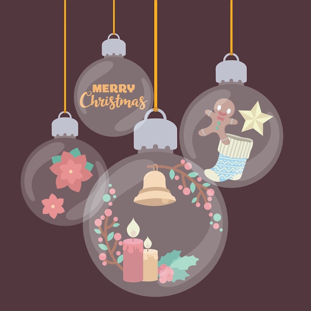 Transparent festive baubles filled with Christmas elements