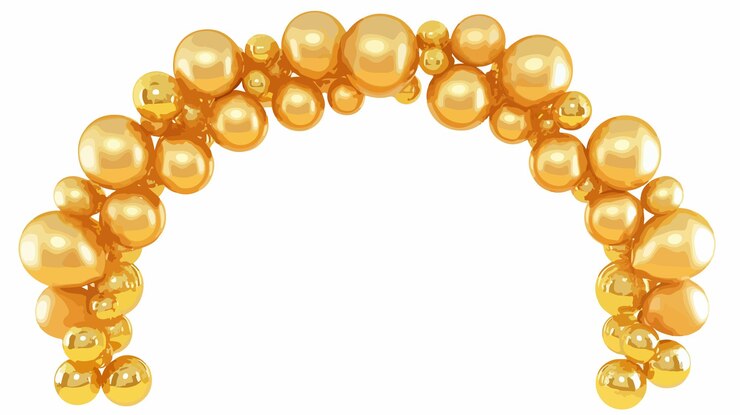 Vector transparent festive gold balloon frame for elegant decorations