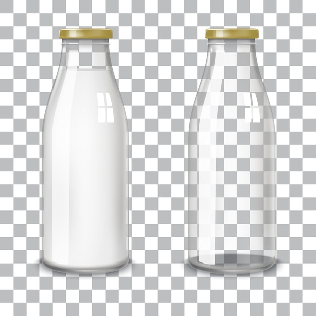 Vector transparent glass bottles.