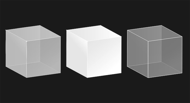 Vettore forme di cubi di vetro trasparenti in stile realistico illustrazione vettoriale
