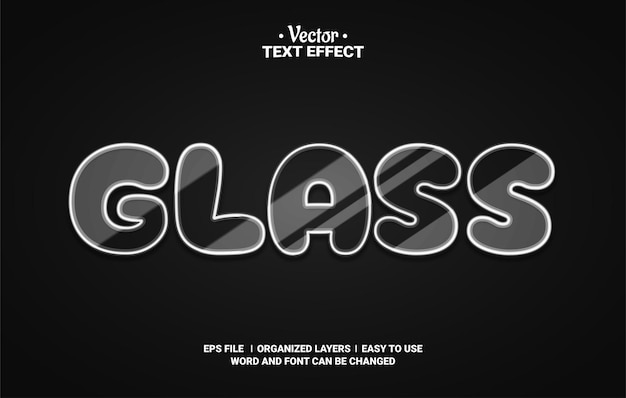 Vector transparent glass editable vector text effect