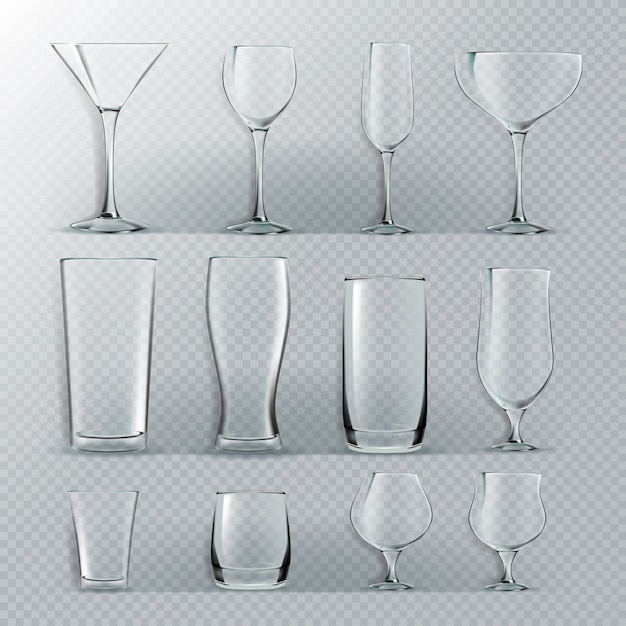 Vector transparent glass set