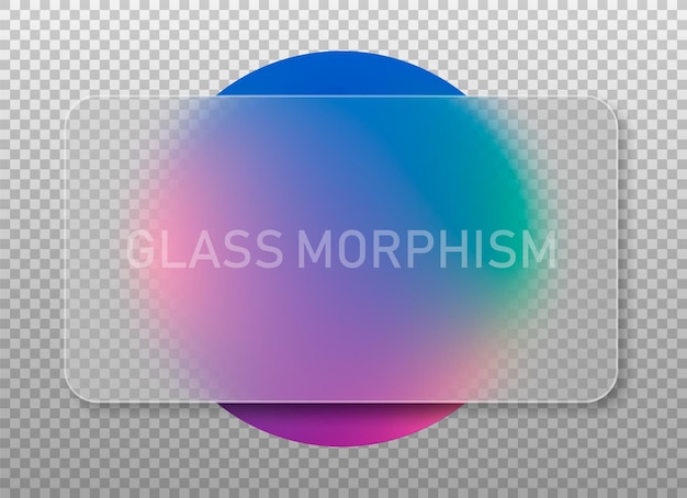 Transparent glass square card design Realistic glass morphism Vector illustration