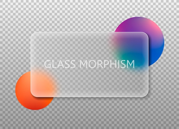 Vector transparent glass square card design realistic glass morphism vector illustration