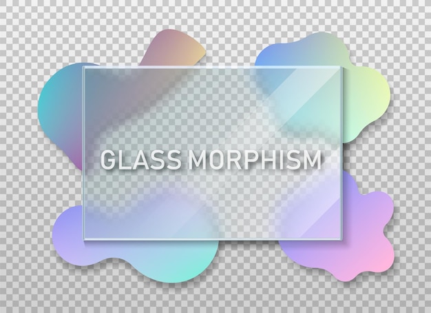 ベクトル 透明なガラスの正方形のカード デザイン 現実的なガラスのモーフィズム ベクトル イラスト