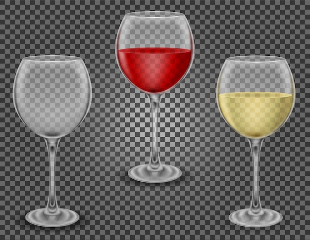 Vector transparent glass for wine and low alcohol drinks vector illustration