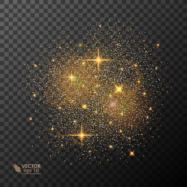 Vector transparent glow light effect. star burst with sparkles. gold glitter